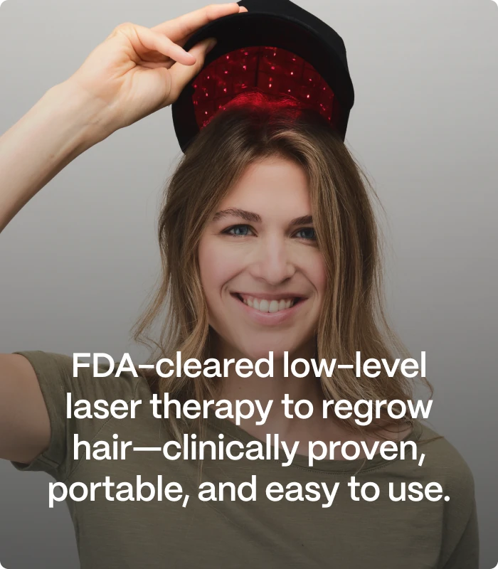 FDA-cleared low-level laser therapy to regrow hair—clinically proven, portable, and easy to use.