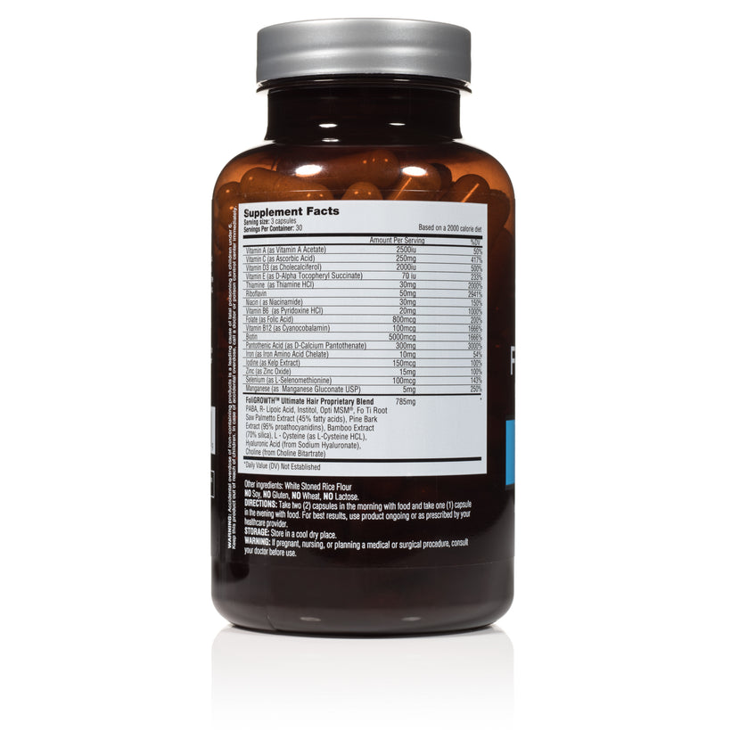 FoliGROWTH Ultimate Hair Growth Vitamin - high potency Biotin, Folic Acid, 28 herbs & vitamins - Nutrition Facts