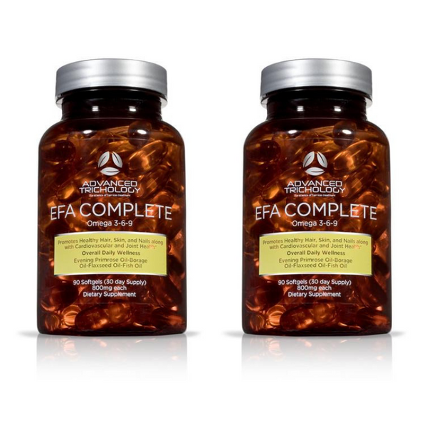 Two Bottles of EFA COMPLETE Nutraceutical (Omega 3-6-9 for Optimal Hair Growth)