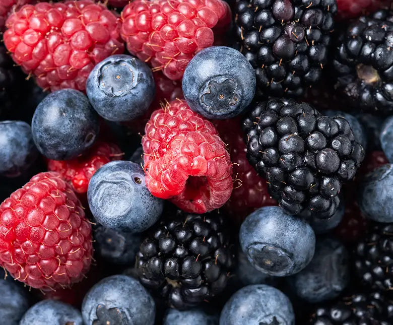 Raspberries, blueberries and blackberries